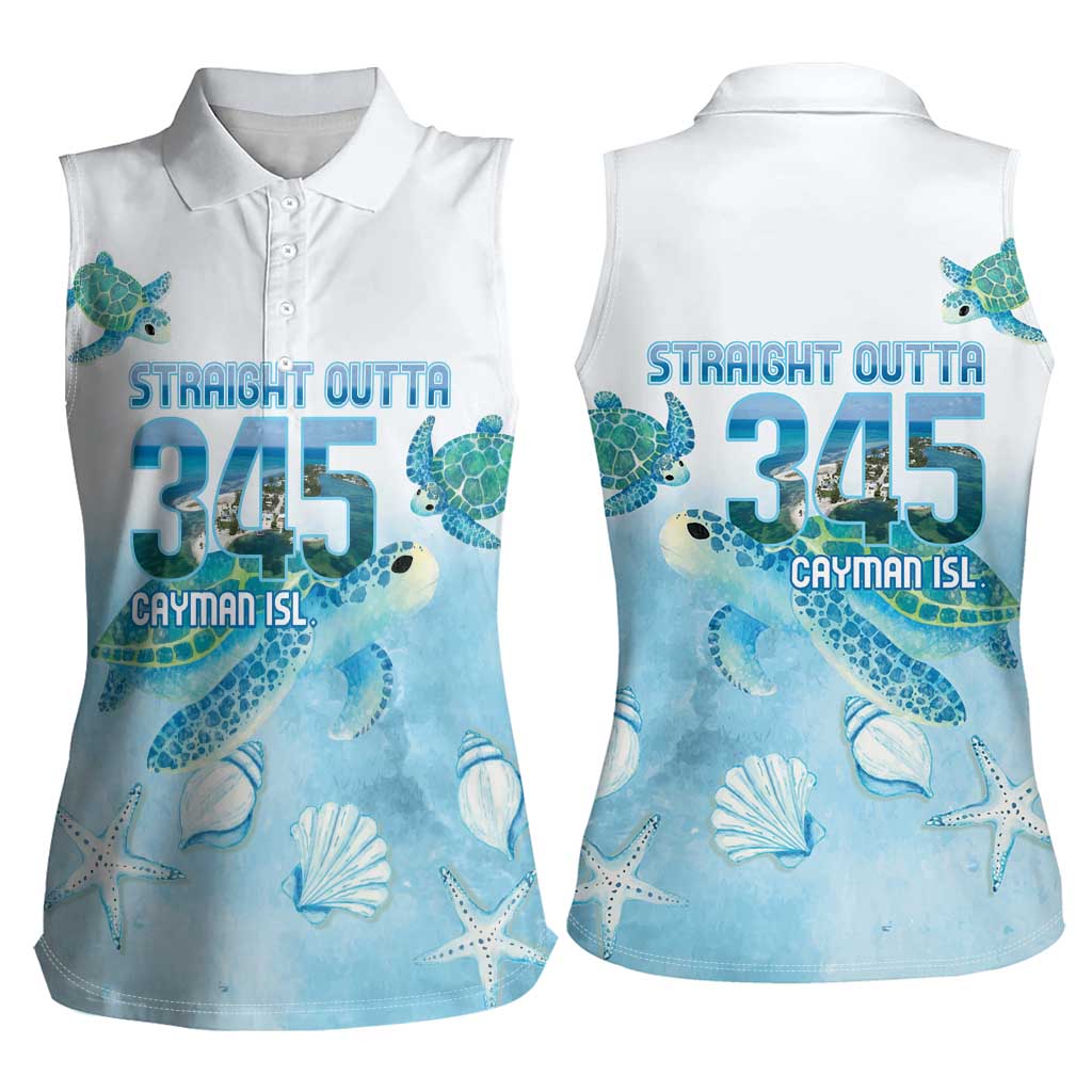 Cayman Islands 345 Women Sleeveless Polo Shirt Sea Turtle Watercolor Style