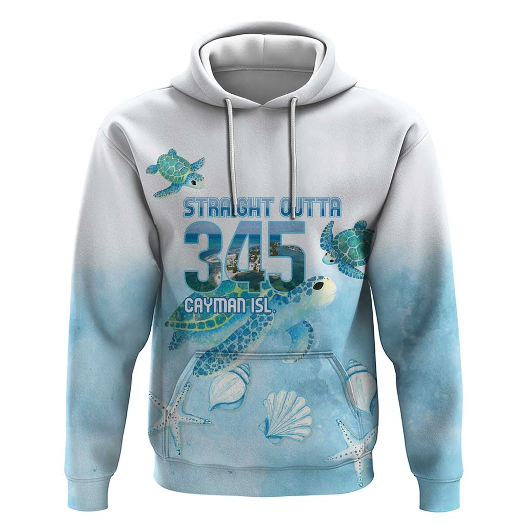 Cayman Islands 345 Zip Hoodie Sea Turtle Watercolor Style