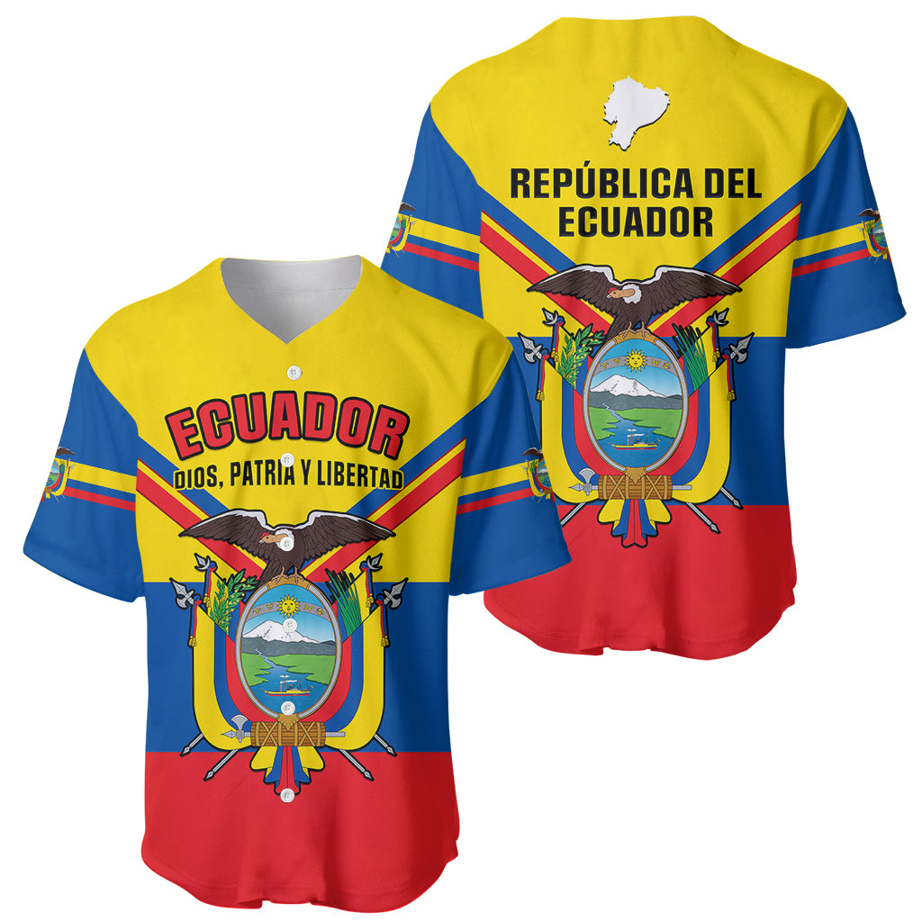 Ecuador Baseball Jersey Ecuadorian Coat Of Arms Yellow Version - Wonder Print Shop