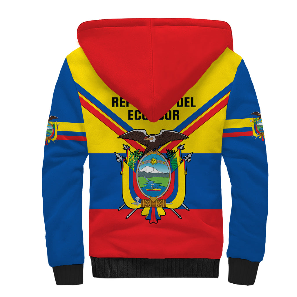 Ecuador Sherpa Hoodie Ecuadorian Coat Of Arms Yellow Version - Wonder Print Shop