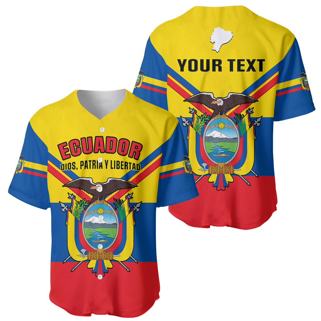 Personalised Ecuador Baseball Jersey Ecuadorian Coat Of Arms Yellow Version - Wonder Print Shop