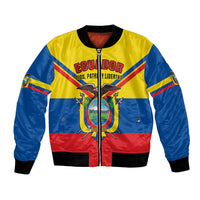 Personalised Ecuador Bomber Jacket Ecuadorian Coat Of Arms Yellow Version - Wonder Print Shop