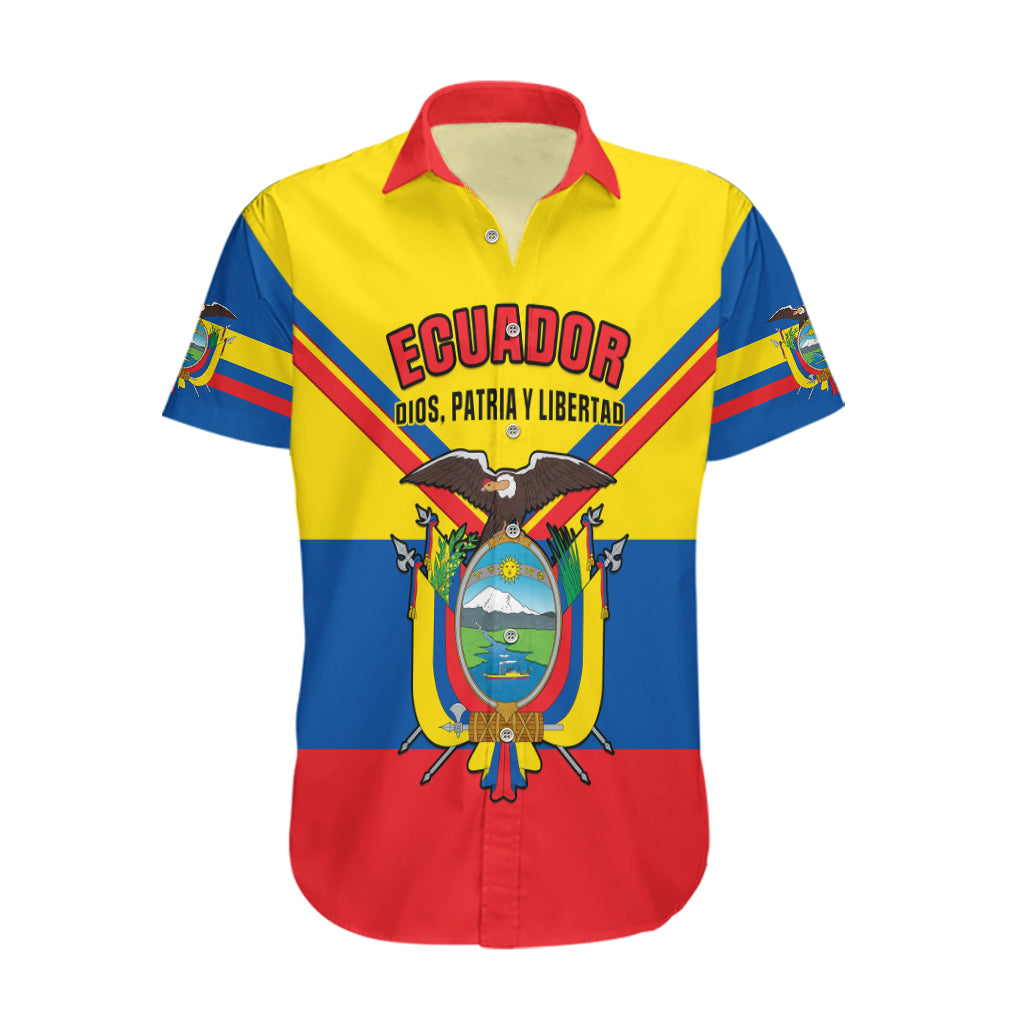 Personalised Ecuador Hawaiian Shirt Ecuadorian Coat Of Arms Yellow Version - Wonder Print Shop