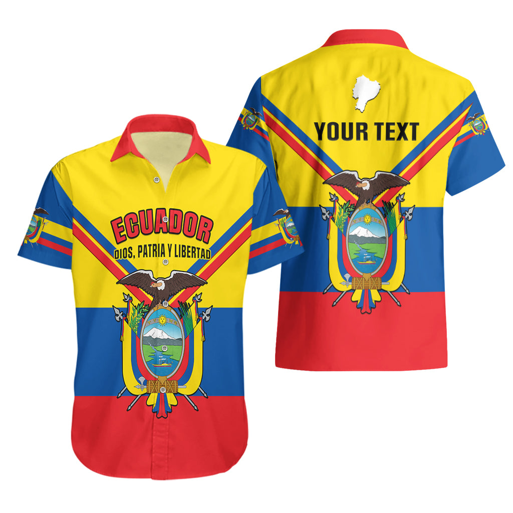Personalised Ecuador Hawaiian Shirt Ecuadorian Coat Of Arms Yellow Version - Wonder Print Shop