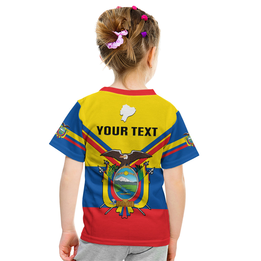 Personalised Ecuador Kid T Shirt Ecuadorian Coat Of Arms Yellow Version - Wonder Print Shop
