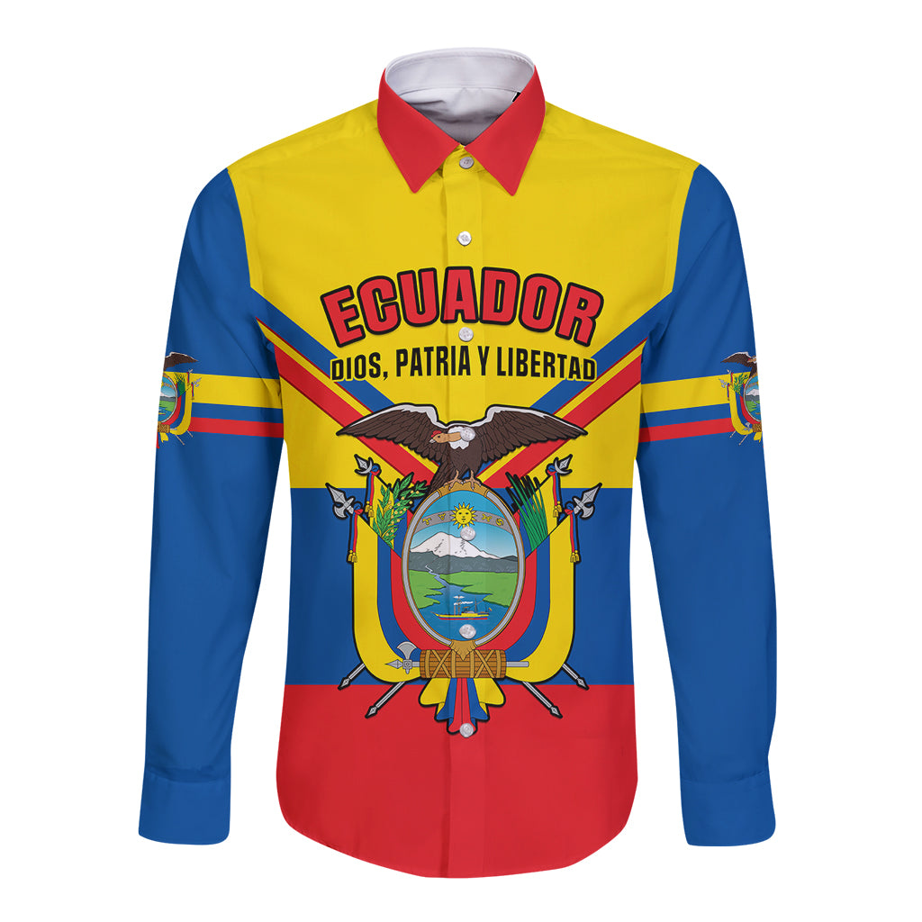 personalised-ecuador-long-sleeve-button-shirt-ecuadorian-coat-of-arms-yellow-version