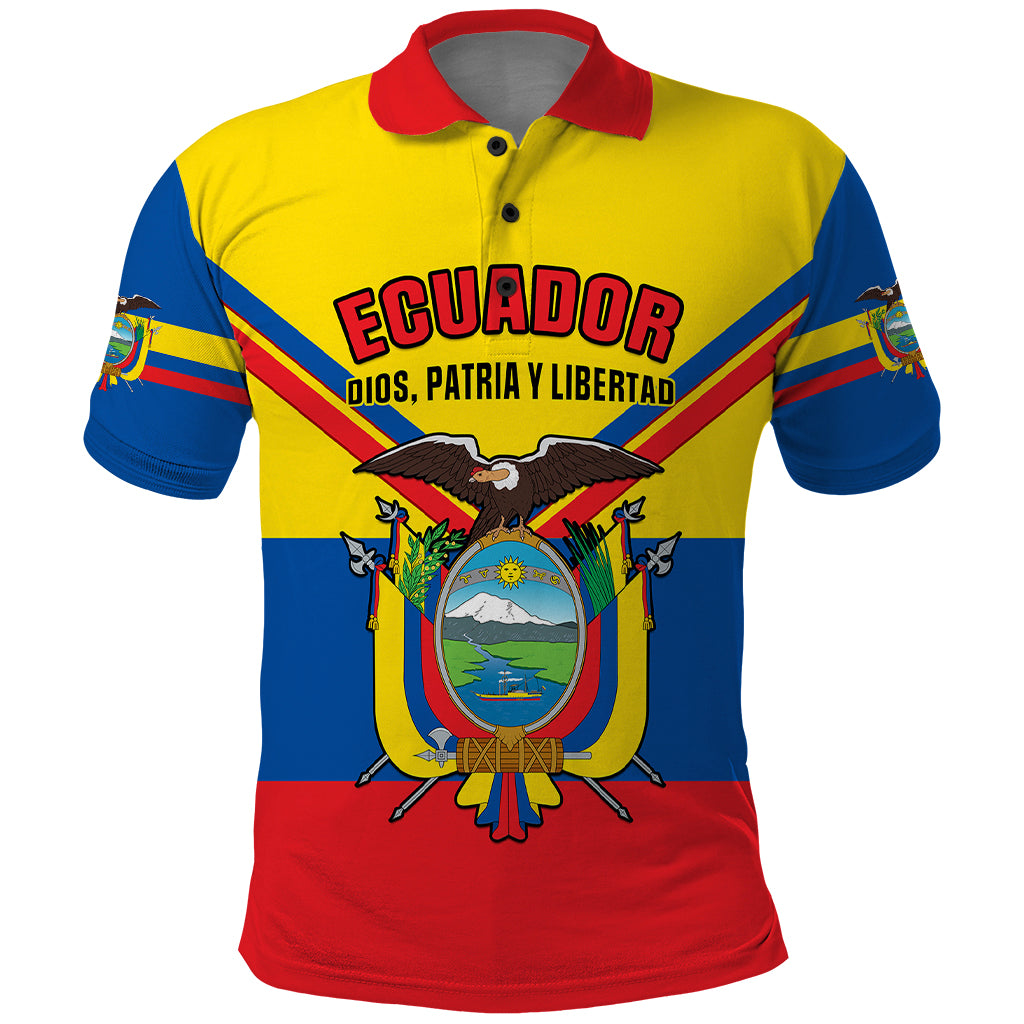 Personalised Ecuador Polo Shirt Ecuadorian Coat Of Arms Yellow Version - Wonder Print Shop