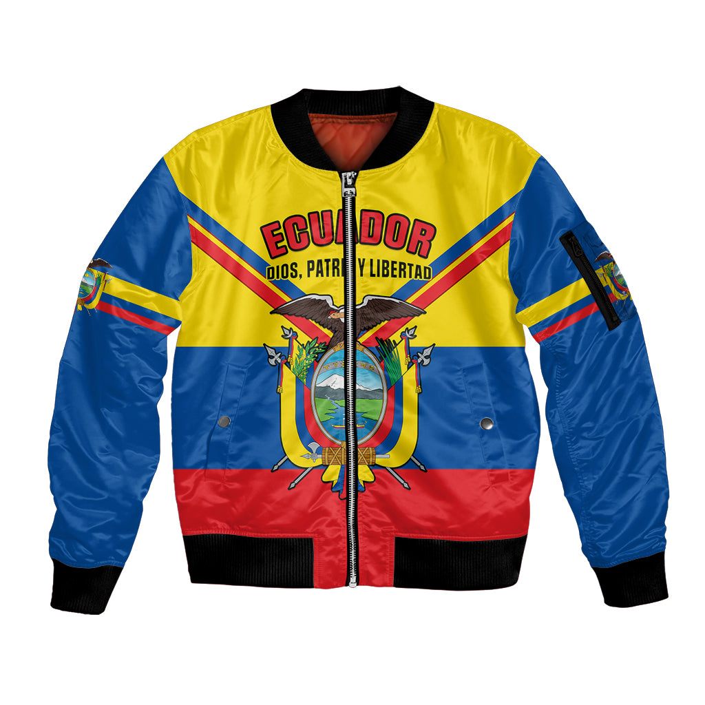 personalised-ecuador-sleeve-zip-bomber-jacket-ecuadorian-coat-of-arms-yellow-version