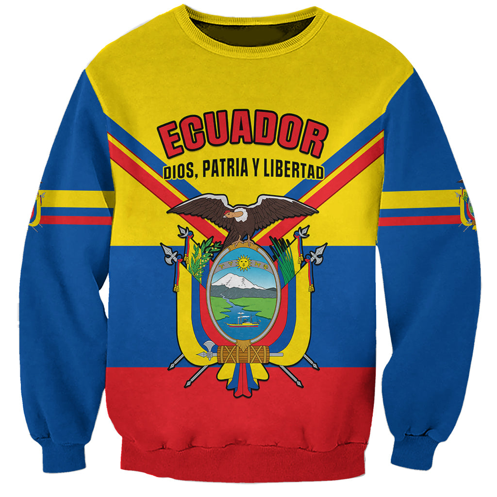 Personalised Ecuador Sweatshirt Ecuadorian Coat Of Arms Yellow Version - Wonder Print Shop