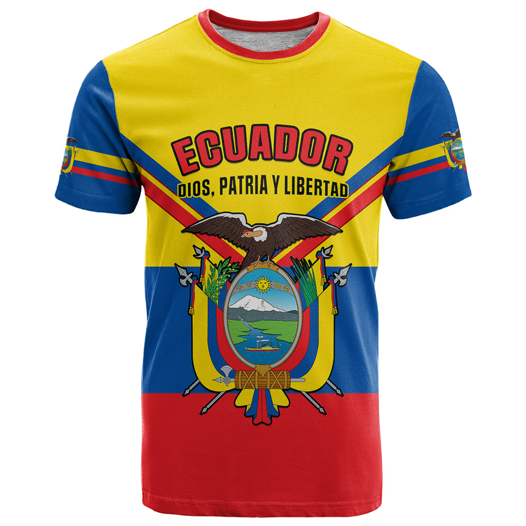 Personalised Ecuador T Shirt Ecuadorian Coat Of Arms Yellow Version - Wonder Print Shop