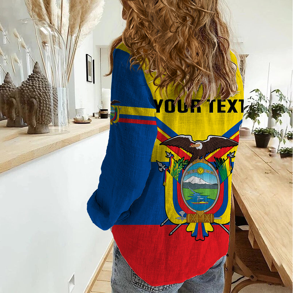Personalised Ecuador Women Casual Shirt Ecuadorian Coat Of Arms Yellow Version - Wonder Print Shop