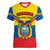Personalised Ecuador Women V Neck T Shirt Ecuadorian Coat Of Arms Yellow Version - Wonder Print Shop