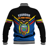 Ecuador Baseball Jacket Ecuadorian Coat Of Arms Black Version - Wonder Print Shop