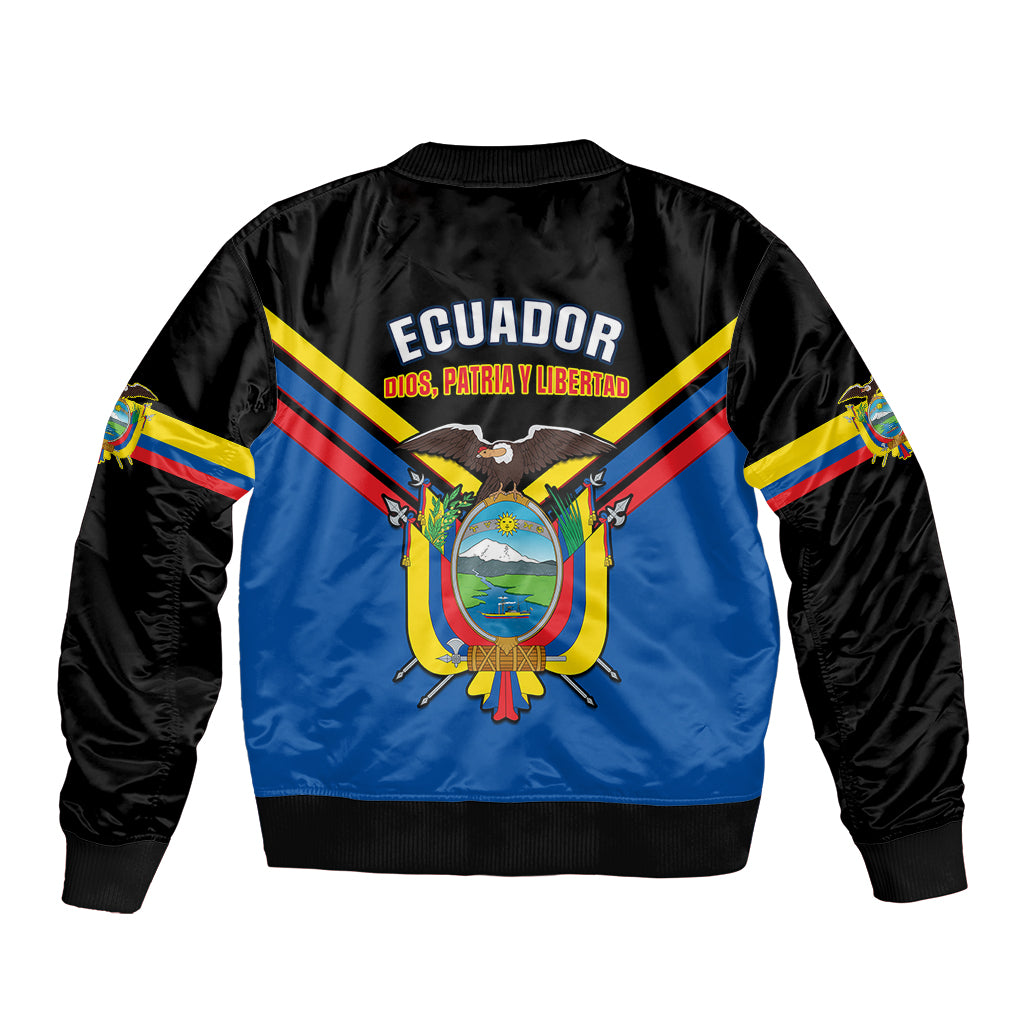 Ecuador Bomber Jacket Ecuadorian Coat Of Arms Black Version - Wonder Print Shop