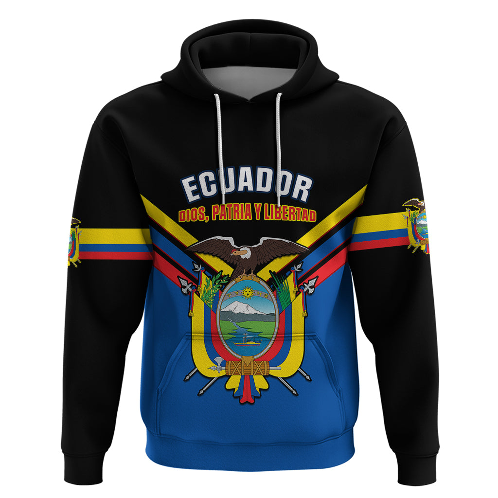 Ecuador Hoodie Ecuadorian Coat Of Arms Black Version - Wonder Print Shop