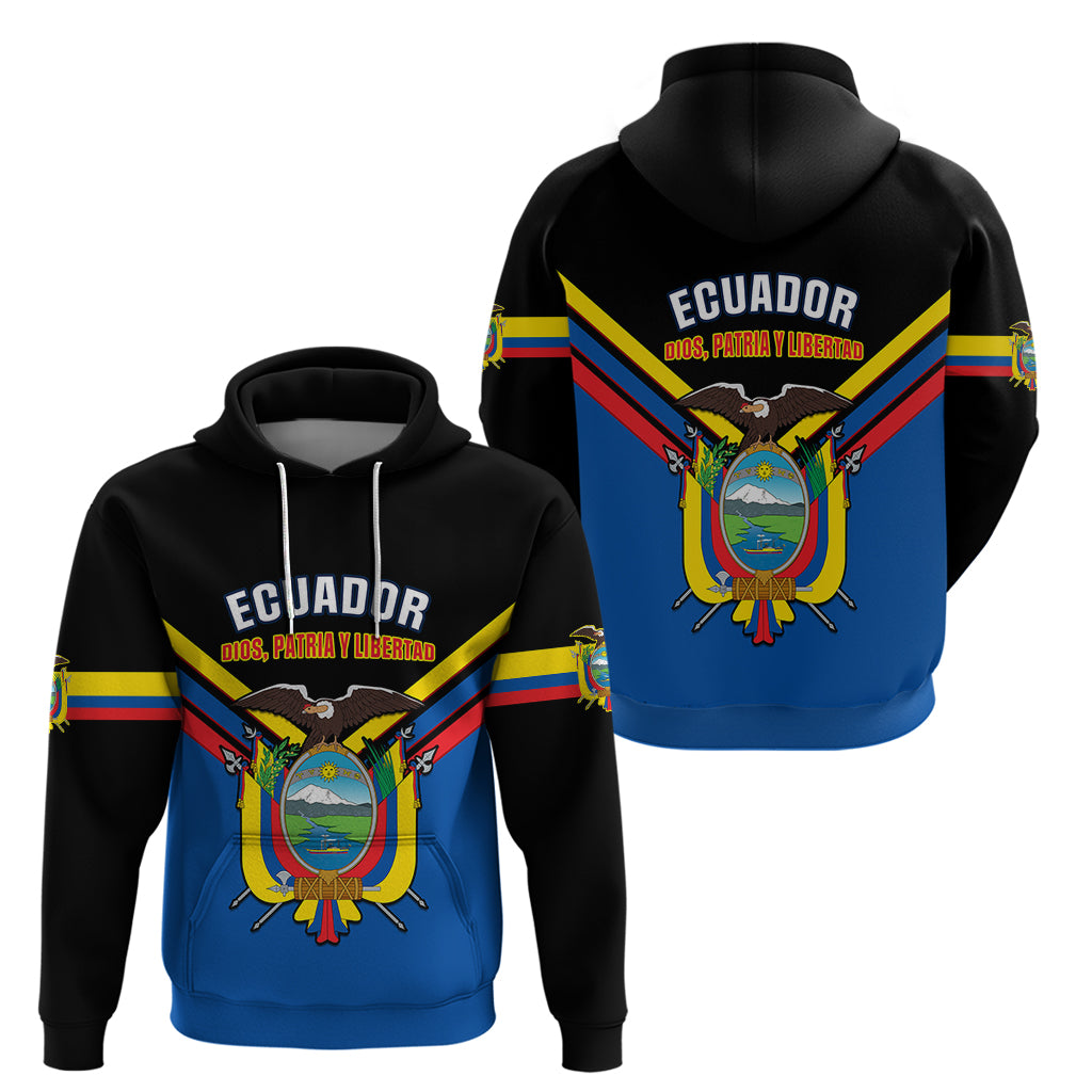 Ecuador Hoodie Ecuadorian Coat Of Arms Black Version - Wonder Print Shop