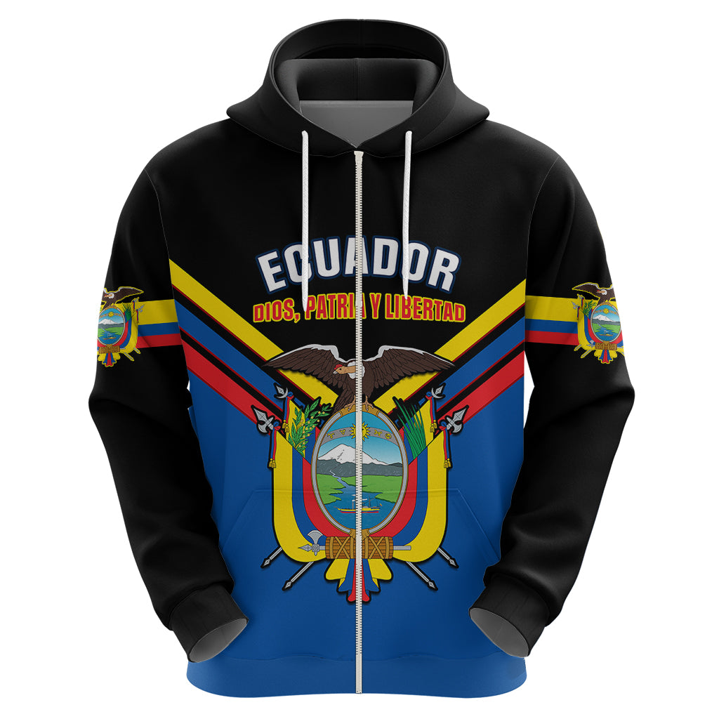 Ecuador Hoodie Ecuadorian Coat Of Arms Black Version - Wonder Print Shop