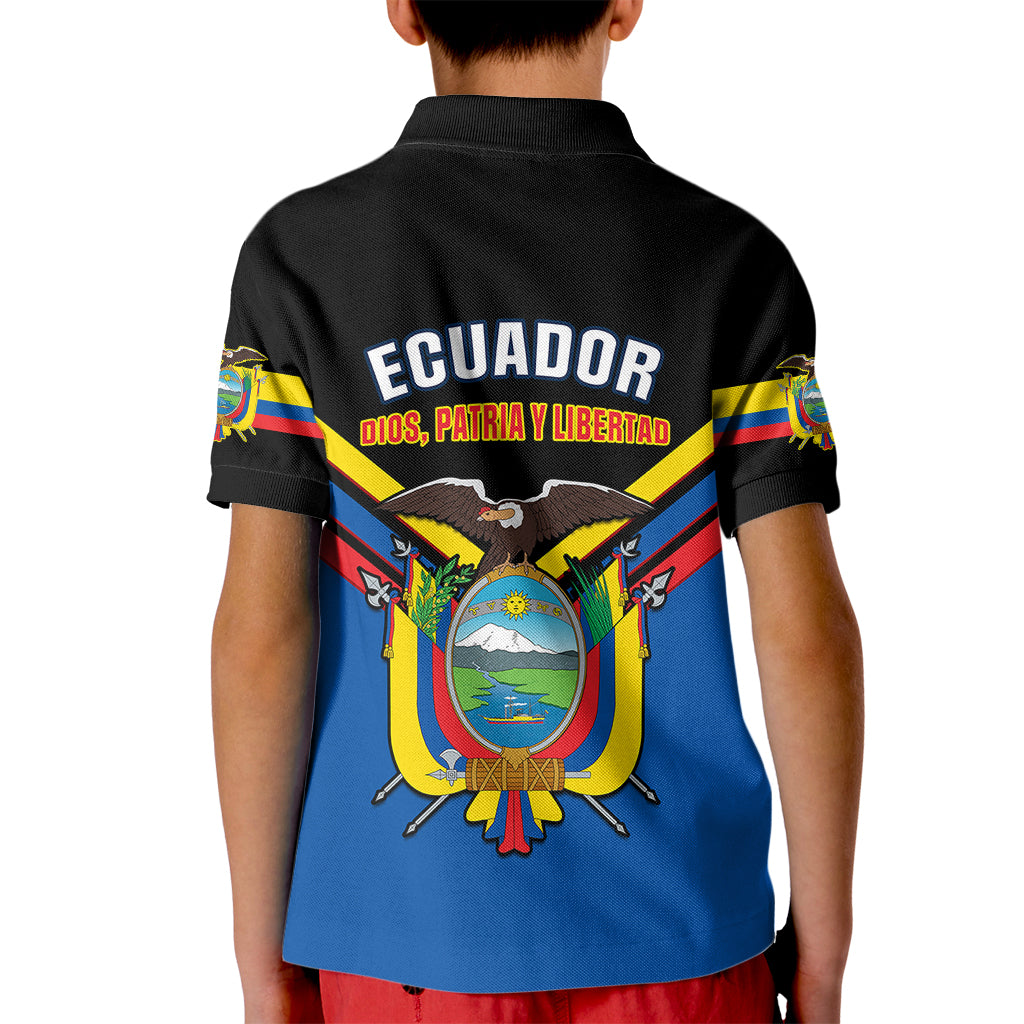 Ecuador Kid Polo Shirt Ecuadorian Coat Of Arms Black Version - Wonder Print Shop