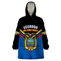 Ecuador Wearable Blanket Hoodie Ecuadorian Coat Of Arms Black Version - Wonder Print Shop
