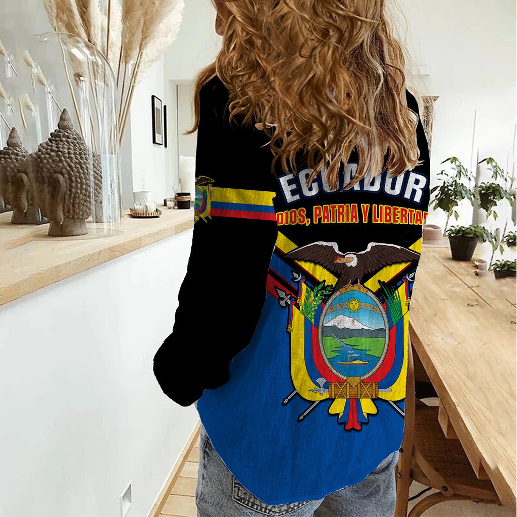 Ecuador Women Casual Shirt Ecuadorian Coat Of Arms Black Version - Wonder Print Shop