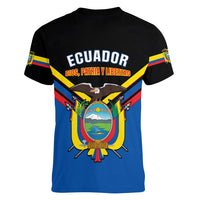 Ecuador Women V Neck T Shirt Ecuadorian Coat Of Arms Black Version - Wonder Print Shop