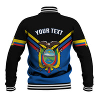 Personalised Ecuador Baseball Jacket Ecuadorian Coat Of Arms Black Version - Wonder Print Shop