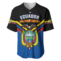 Personalised Ecuador Baseball Jersey Ecuadorian Coat Of Arms Black Version - Wonder Print Shop