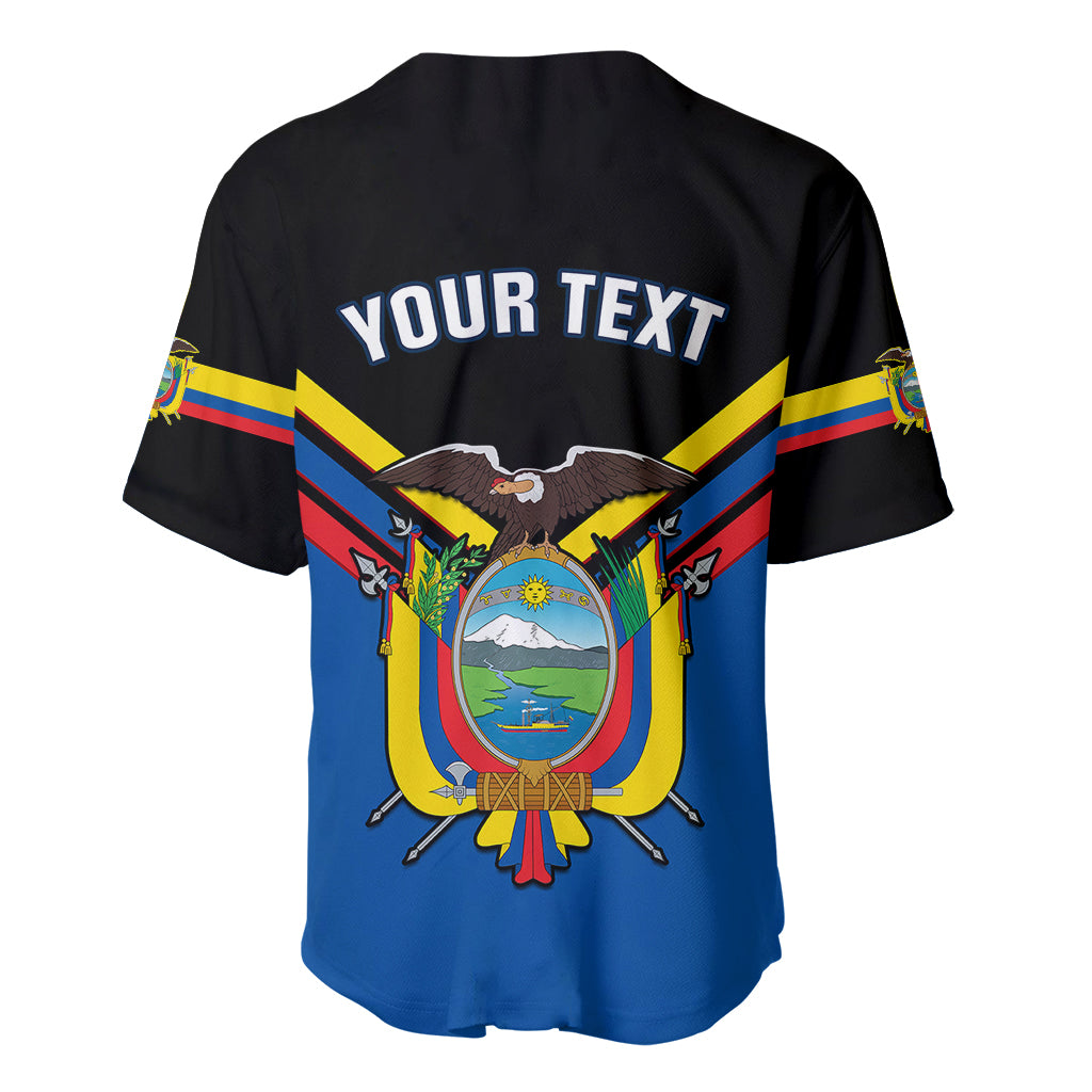 Personalised Ecuador Baseball Jersey Ecuadorian Coat Of Arms Black Version - Wonder Print Shop