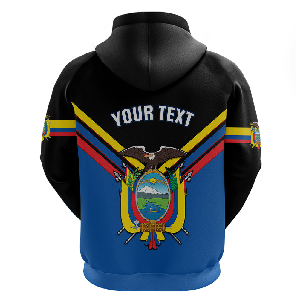Personalised Ecuador Hoodie Ecuadorian Coat Of Arms Black Version - Wonder Print Shop