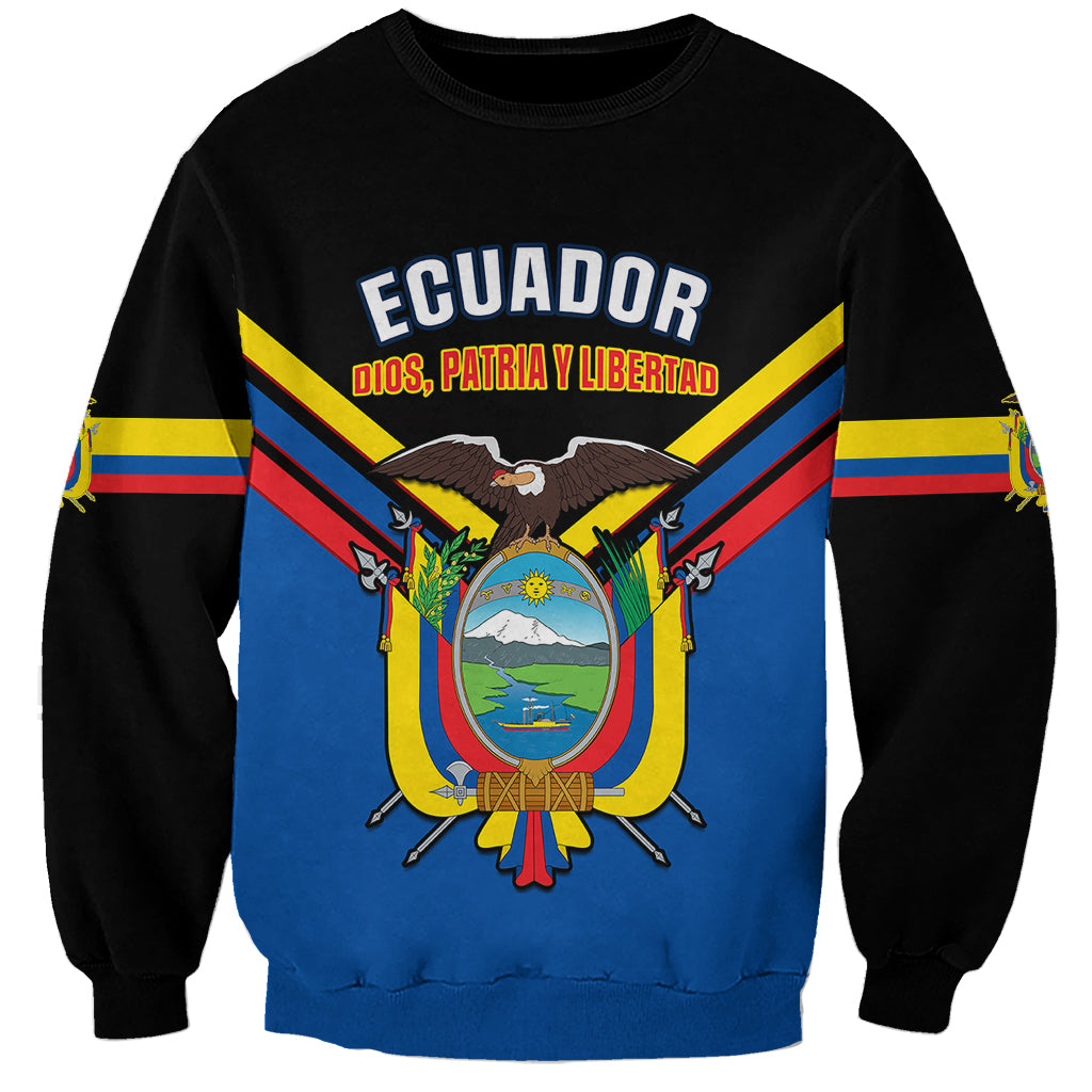 Personalised Ecuador Sweatshirt Ecuadorian Coat Of Arms Black Version - Wonder Print Shop
