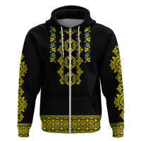 Personalised Ukraine Hoodie Black Ukrainian Folk Pattern - Wonder Print Shop