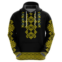 Personalised Ukraine Hoodie Black Ukrainian Folk Pattern - Wonder Print Shop