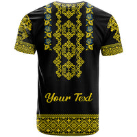 Personalised Ukraine T Shirt Black Ukrainian Folk Pattern - Wonder Print Shop