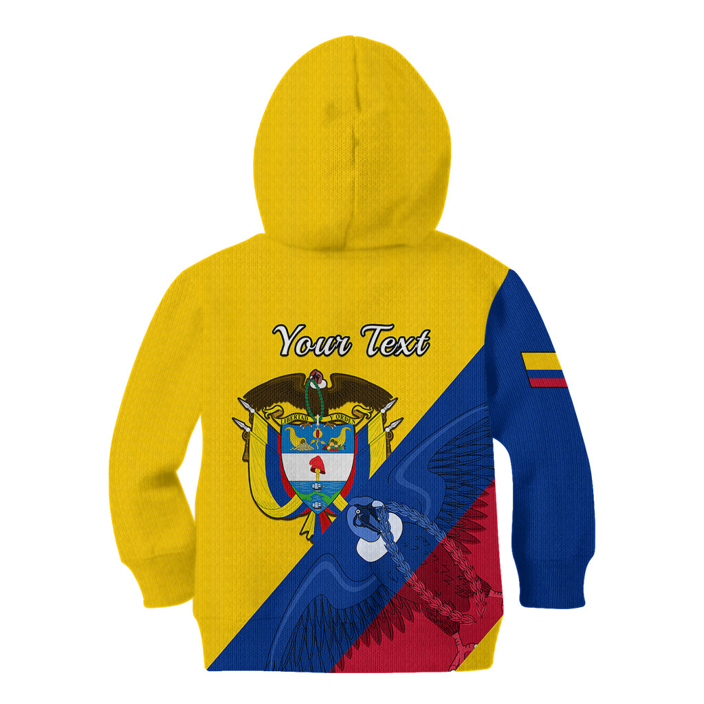 Personalised Colombia Kid Hoodie Colombian Coat Of Arms With Andean Condor - Wonder Print Shop