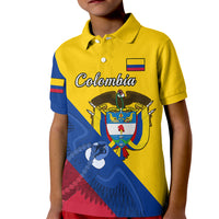 Personalised Colombia Kid Polo Shirt Colombian Coat Of Arms With Andean Condor - Wonder Print Shop