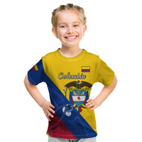 Personalised Colombia Kid T Shirt Colombian Coat Of Arms With Andean Condor - Wonder Print Shop