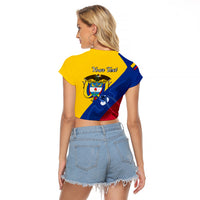 Personalised Colombia Raglan Cropped T Shirt Colombian Coat Of Arms With Andean Condor - Wonder Print Shop