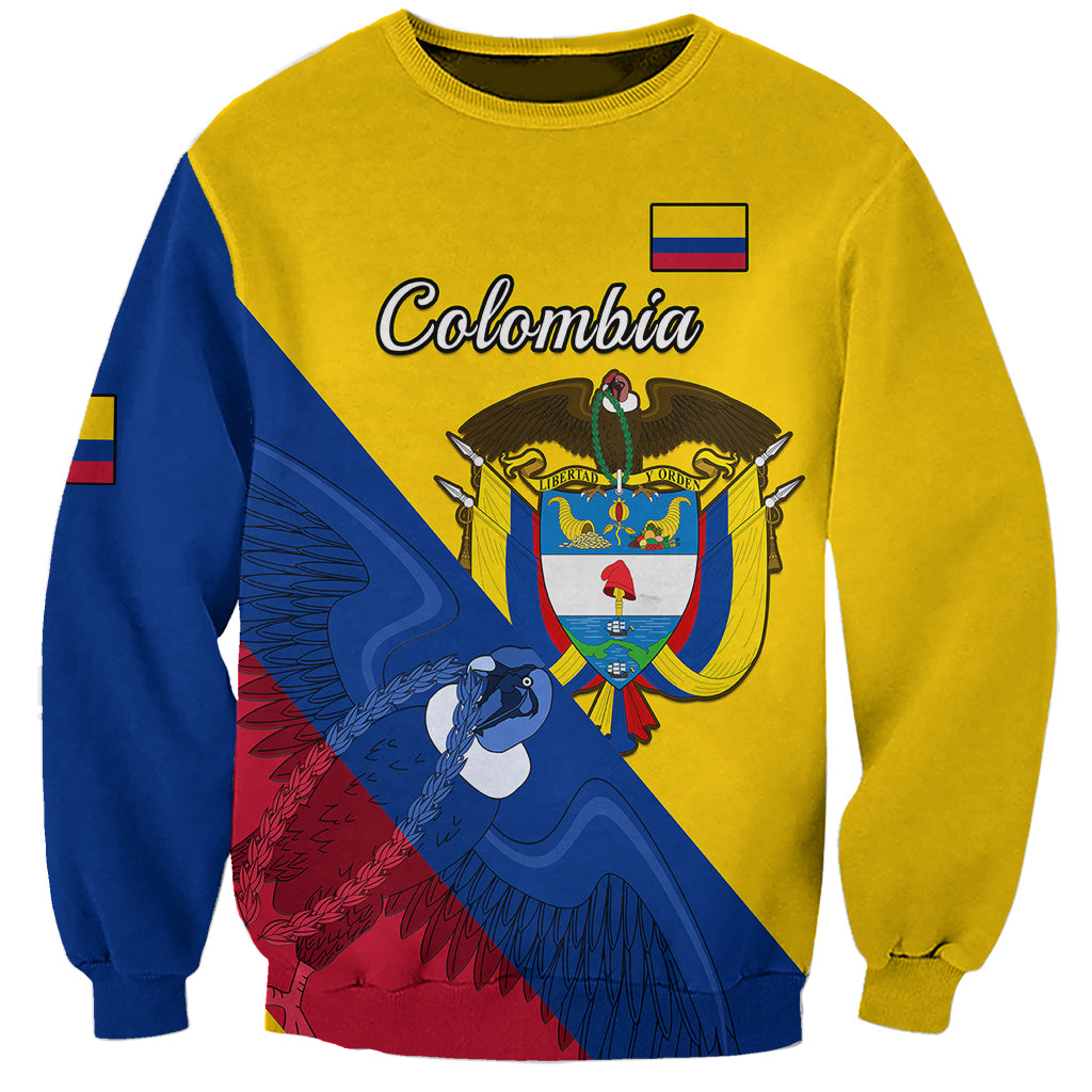 Personalised Colombia Sweatshirt Colombian Coat Of Arms With Andean Condor - Wonder Print Shop