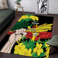 Benin National Day Area Rug Happy 64th Independence Anniversary Yellow Allamanda - Wonder Print Shop