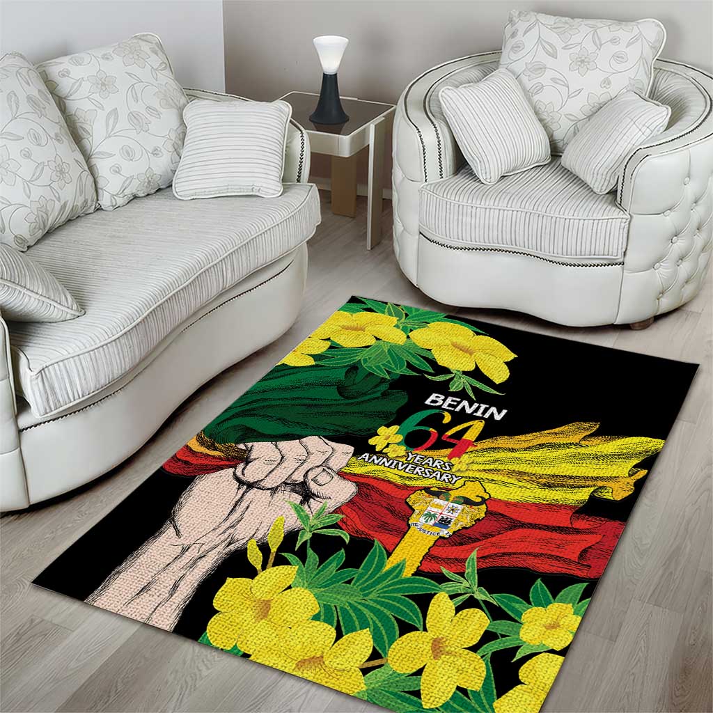 Benin National Day Area Rug Happy 64th Independence Anniversary Yellow Allamanda - Wonder Print Shop