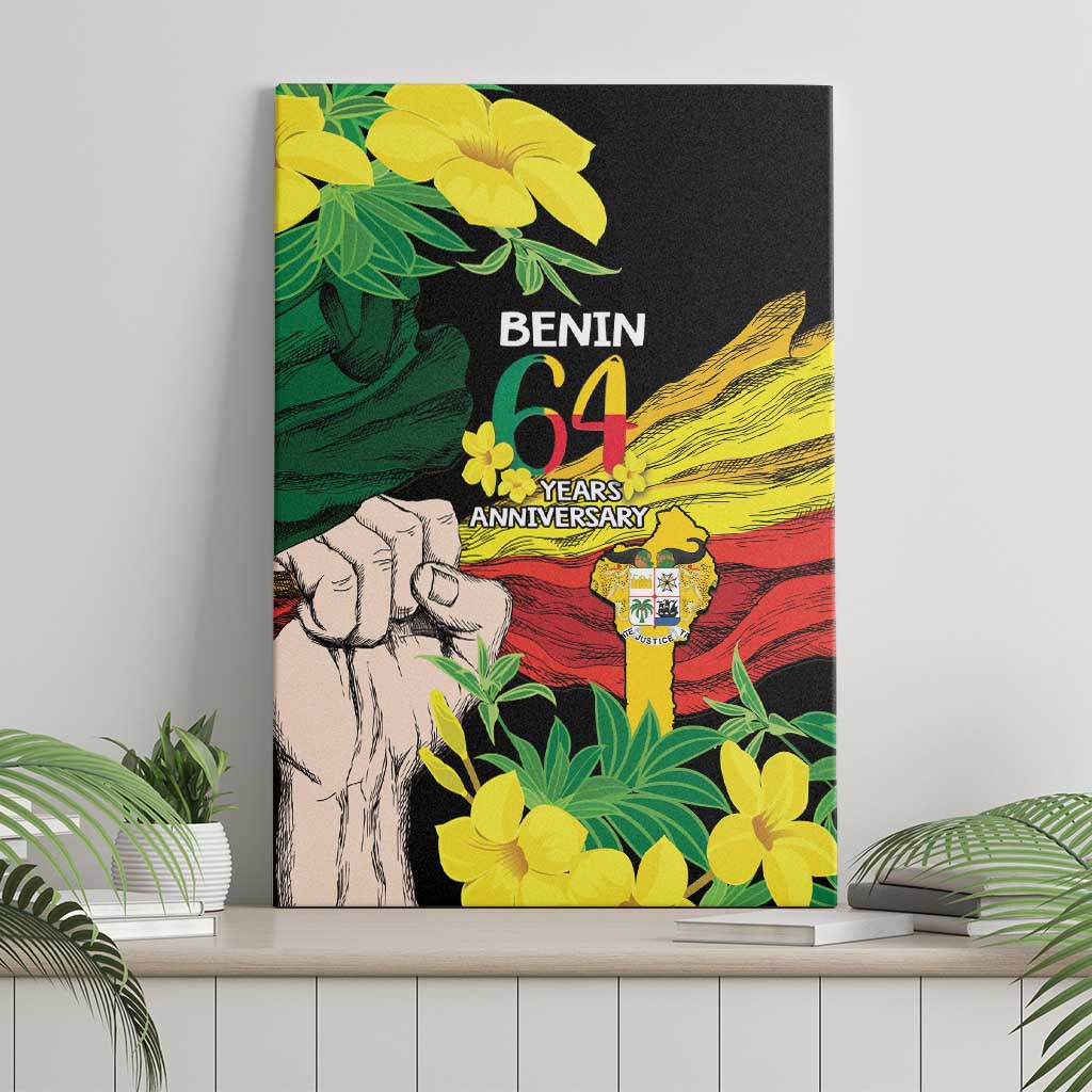 Benin National Day Canvas Wall Art Happy 64th Independence Anniversary Yellow Allamanda - Wonder Print Shop