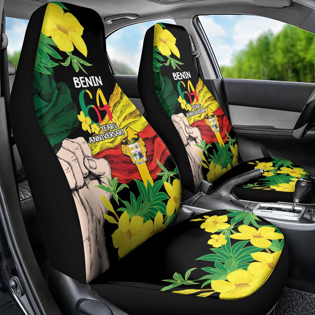 Benin National Day Car Seat Cover Happy 64th Independence Anniversary Yellow Allamanda - Wonder Print Shop