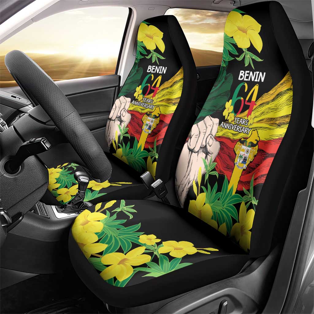 Benin National Day Car Seat Cover Happy 64th Independence Anniversary Yellow Allamanda - Wonder Print Shop
