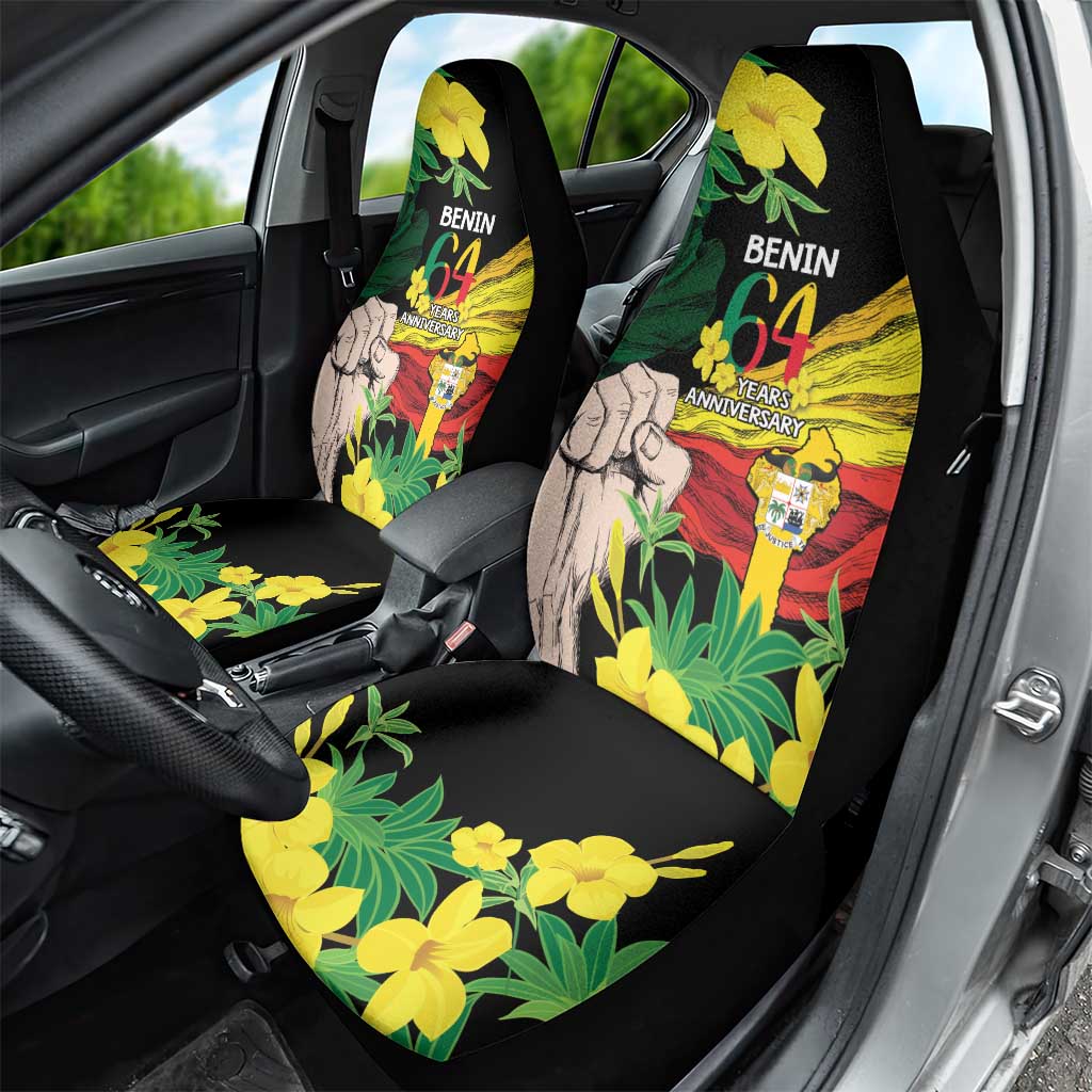 Benin National Day Car Seat Cover Happy 64th Independence Anniversary Yellow Allamanda - Wonder Print Shop
