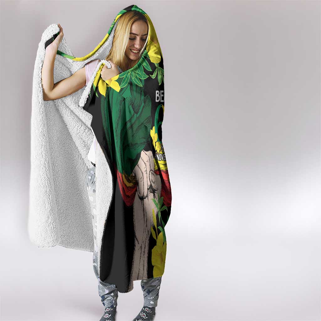 Benin National Day Hooded Blanket Happy 64th Independence Anniversary Yellow Allamanda