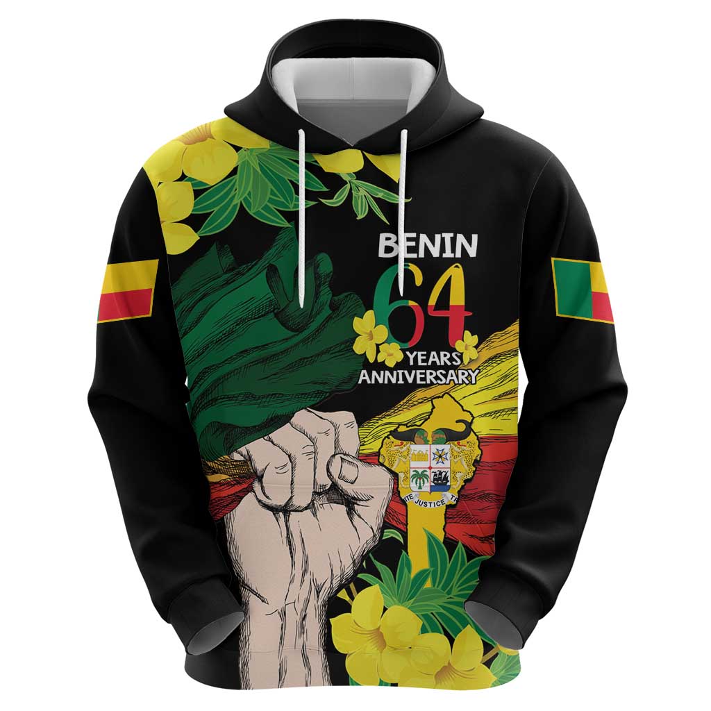 Benin National Day Hoodie Happy 64th Independence Anniversary Yellow Allamanda - Wonder Print Shop