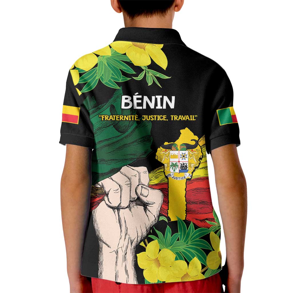 Benin National Day Kid Polo Shirt Happy 64th Independence Anniversary Yellow Allamanda - Wonder Print Shop