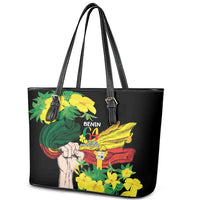 Benin National Day Leather Tote Bag Happy 64th Independence Anniversary Yellow Allamanda - Wonder Print Shop