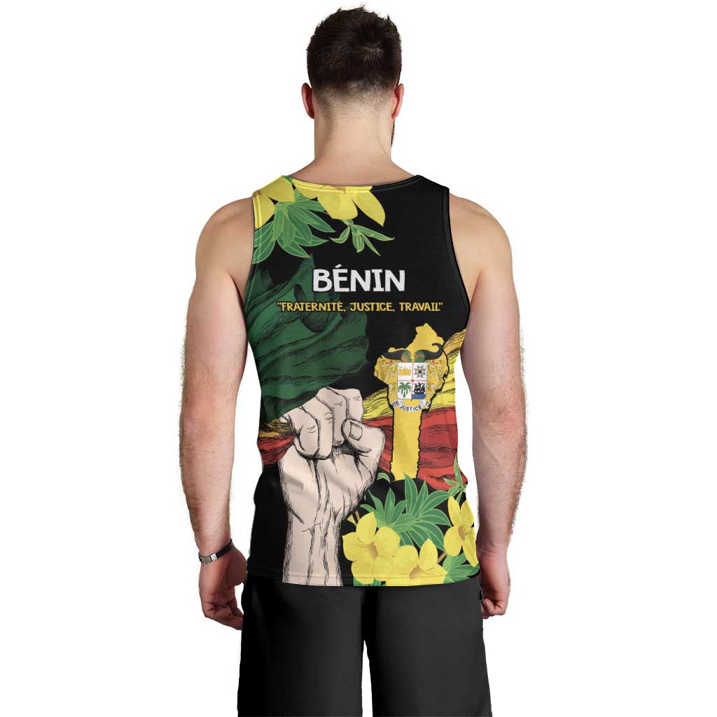 Benin National Day Men Tank Top Happy 64th Independence Anniversary Yellow Allamanda - Wonder Print Shop