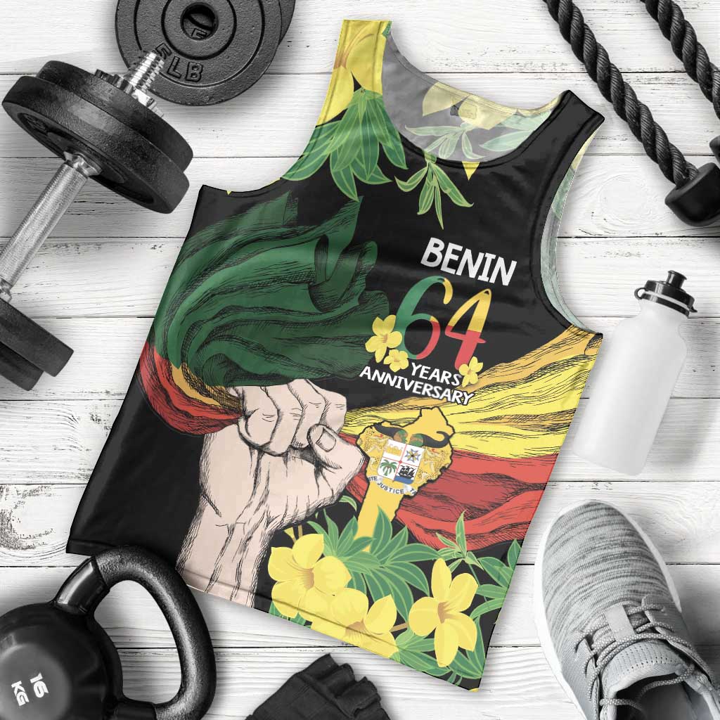 Benin National Day Men Tank Top Happy 64th Independence Anniversary Yellow Allamanda - Wonder Print Shop